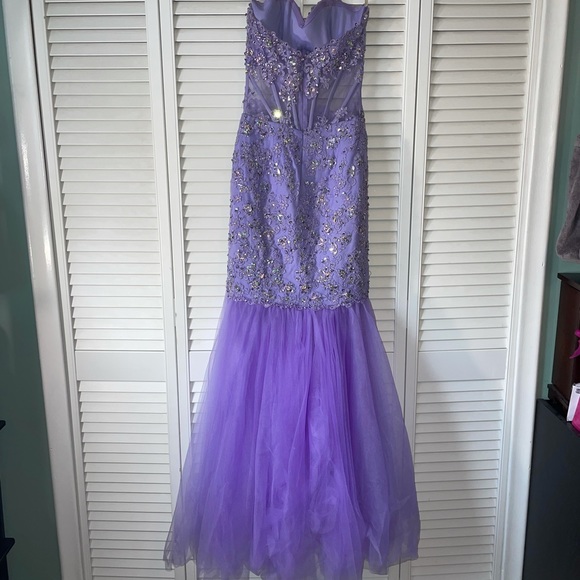 Strapless Lavender Prom Dress - Picture 9 of 16